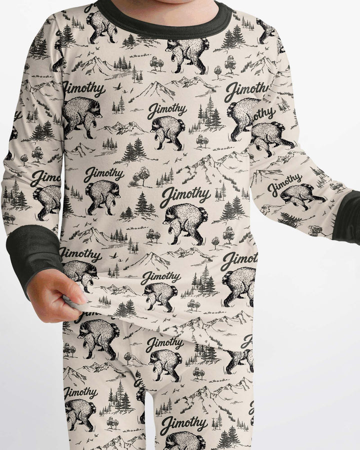 Vintage Jimothy Racoon Family Matching Bamboo Two Piece Long Sleeve Pajama Set