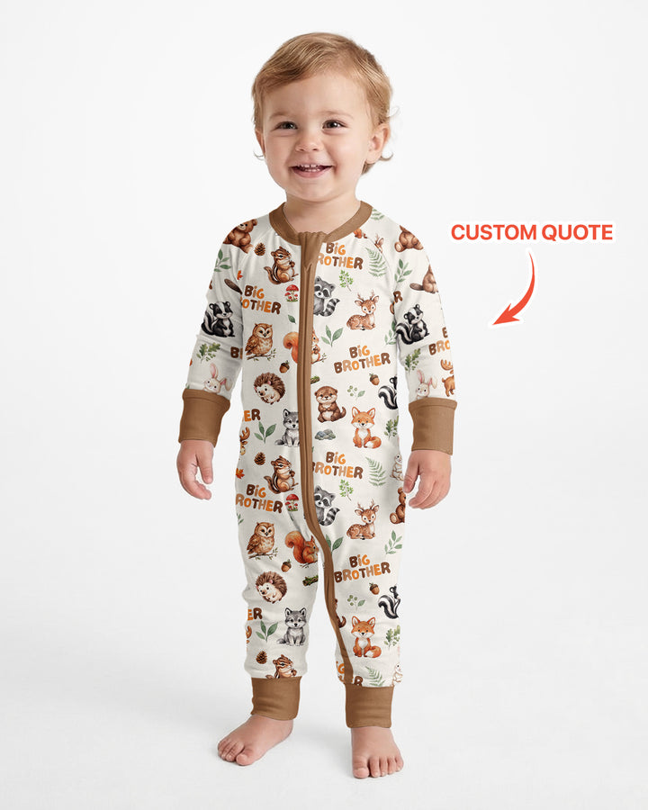 Custom Quote Woodland Animal Matching Sibling Bamboo Convertible Zippy