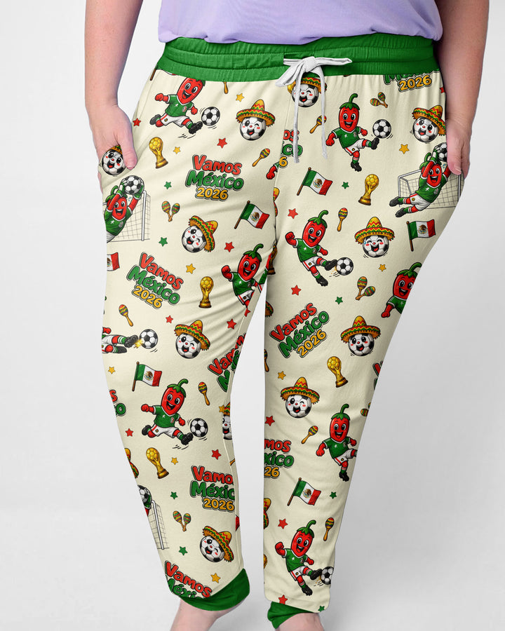 Cartoon World Soccer Vamos Mexico Family Matching Bamboo Women Pajama Set