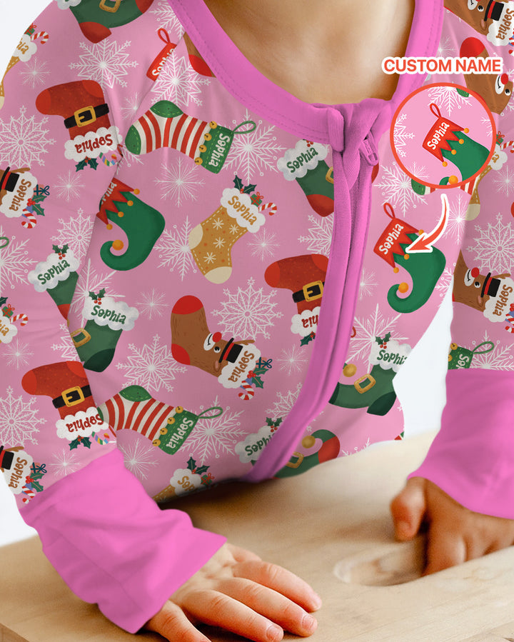 Personalize Christmas Crew Family Matching  Bamboo Convertible Zippy