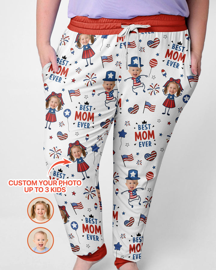 Custom Photo Best Patriotic Family Ever Bamboo Women Pajama Set
