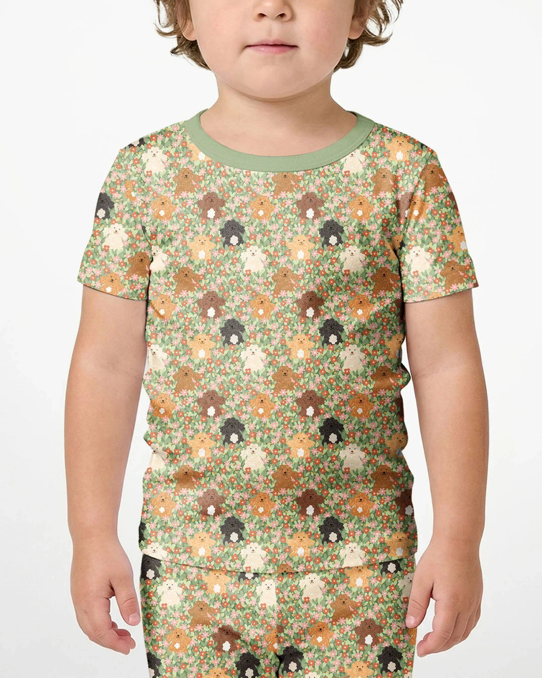 Puppy Garden Family Matching Bamboo Two Piece Short Sleeve Shorts Pajama Set