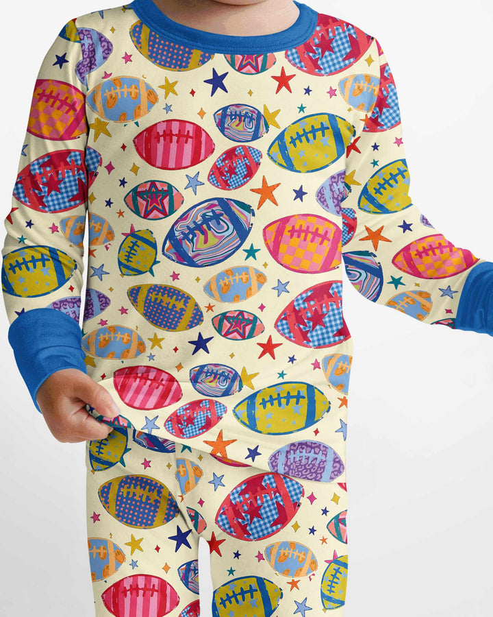 Football Season Bamboo Two Piece Long Sleeve Pajama Set