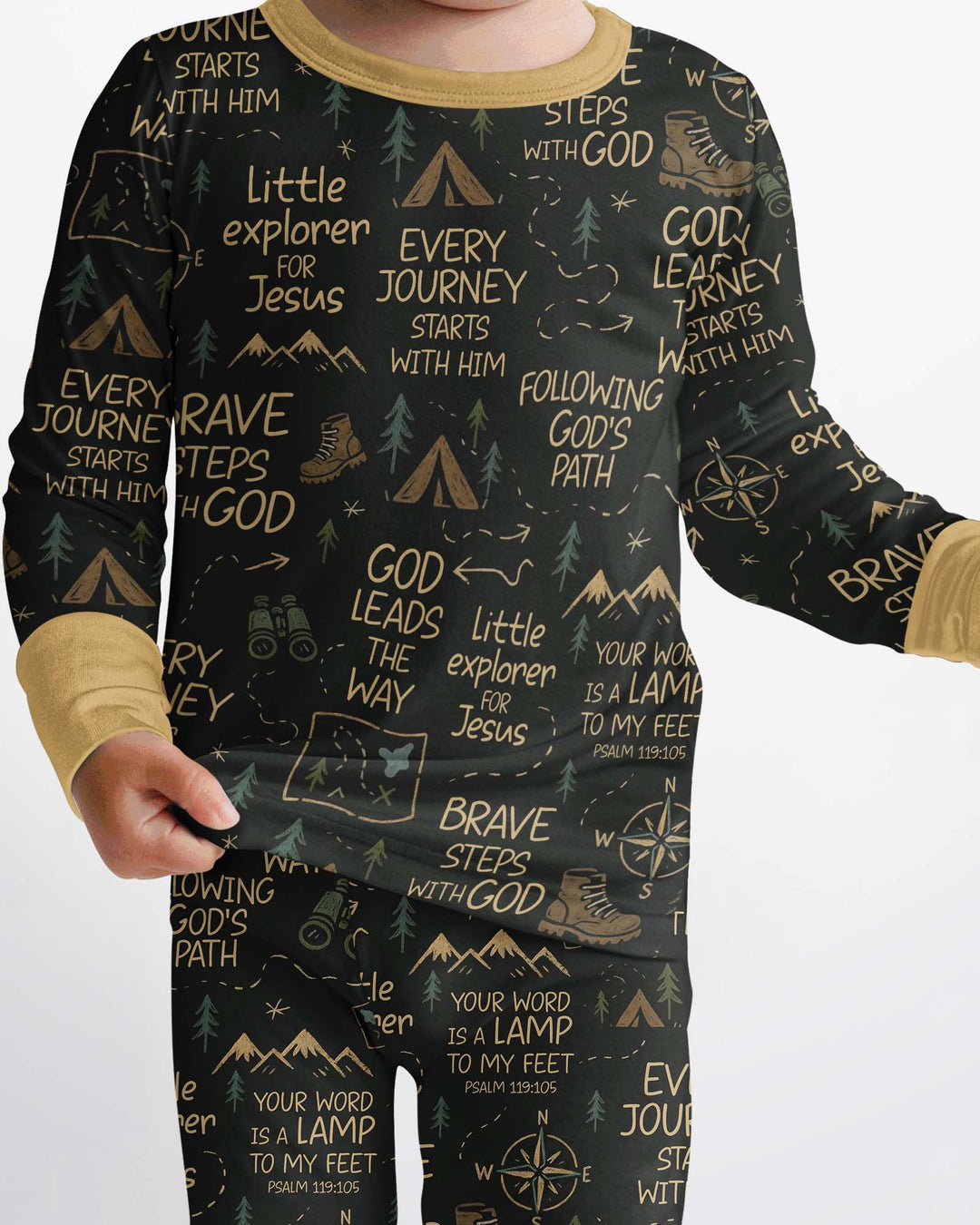 Little Explorer God Leads The Way Bamboo Two Piece Long Sleeve Pajama Set