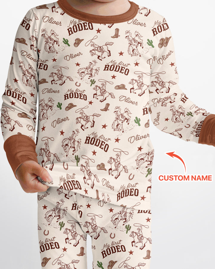 Conjunto de pijama de dos piezas de bambú con mangas largas, plantilla PERSONALIZADA