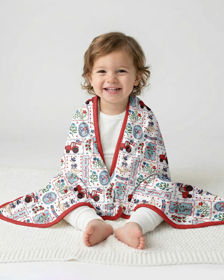Patriotic USA Silly Goose Family Matching Bamboo Blanket
