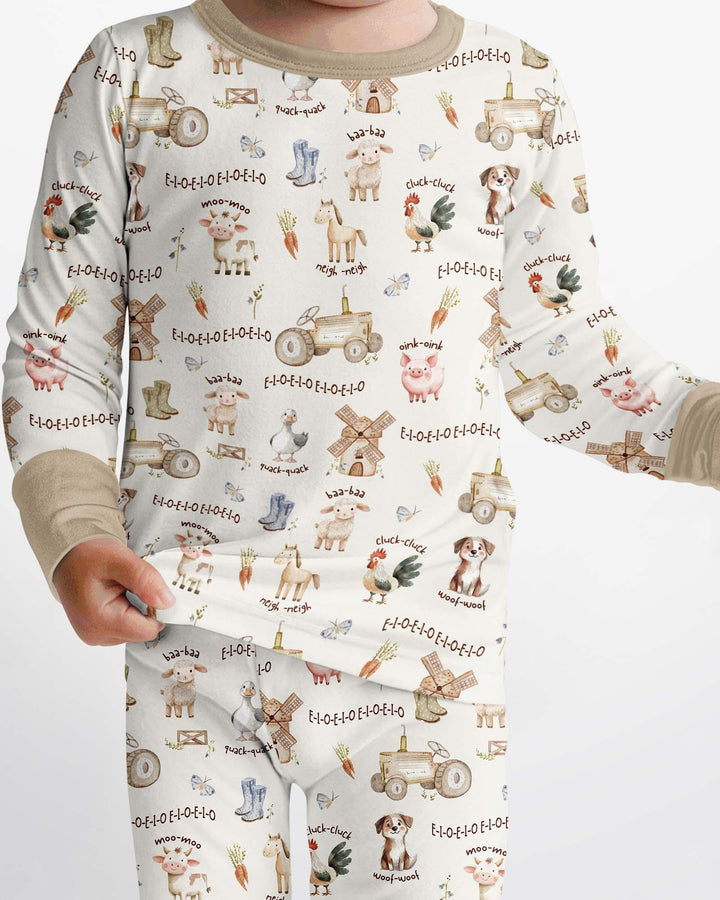 Old McDonald Farm Family Matching Bamboo Two Piece Long Sleeve Pajama Set