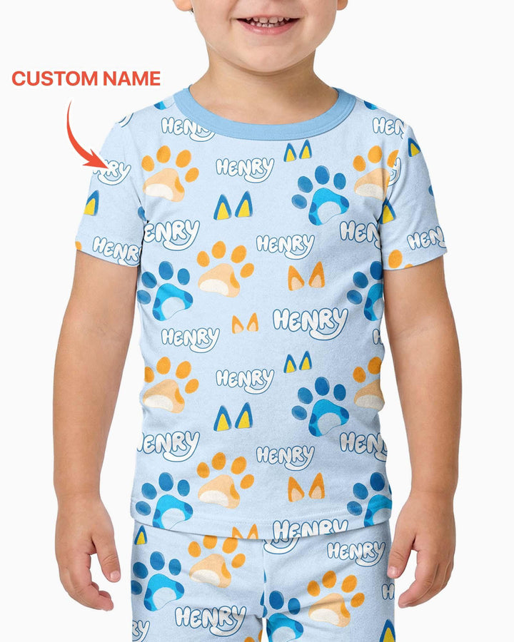 Conjunto de pijama de dos piezas de bambú de manga corta, plantilla personalizada