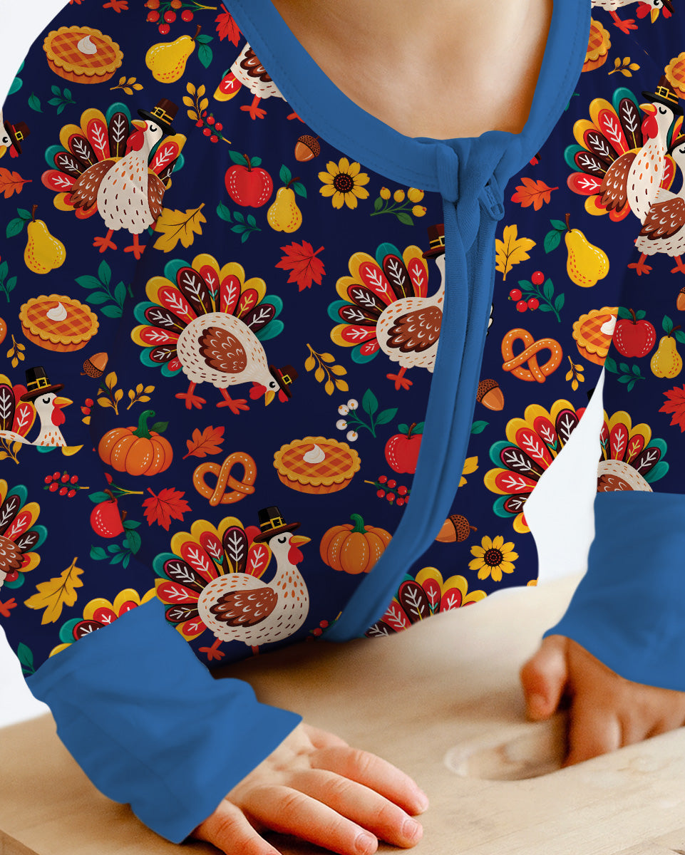 Festive Turkey Fall Harvest Bamboo Convertible Zippy