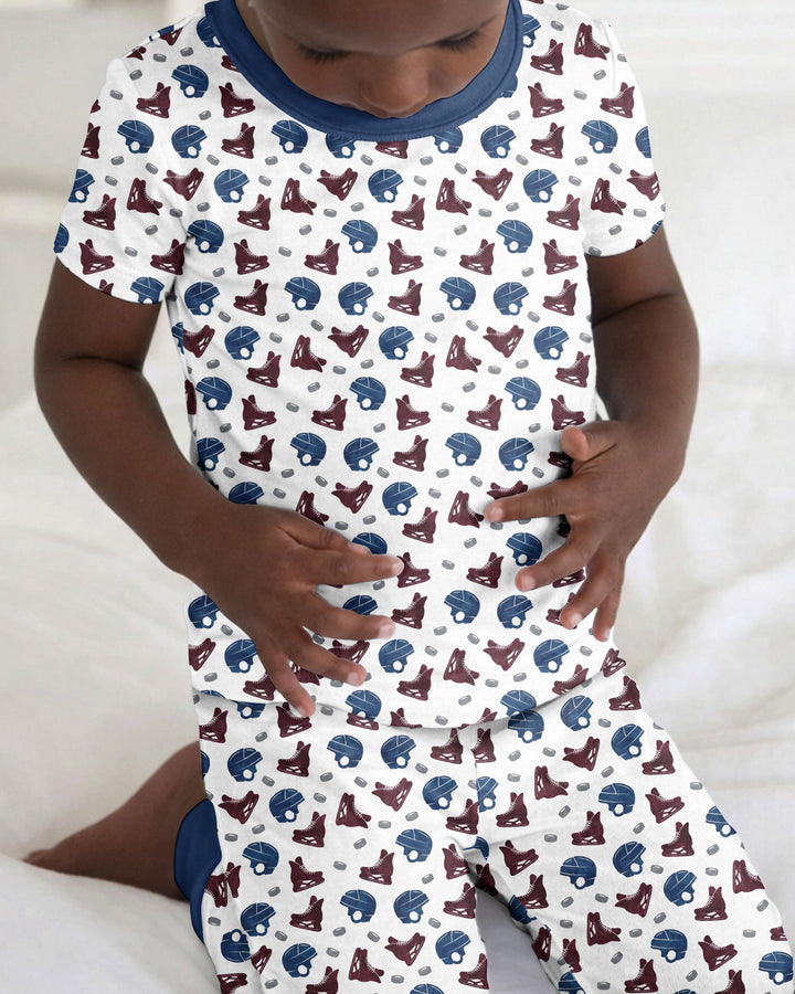 Hockey - Pucks & Gear Bamboo Two Piece Short Sleeve Pajama Set
