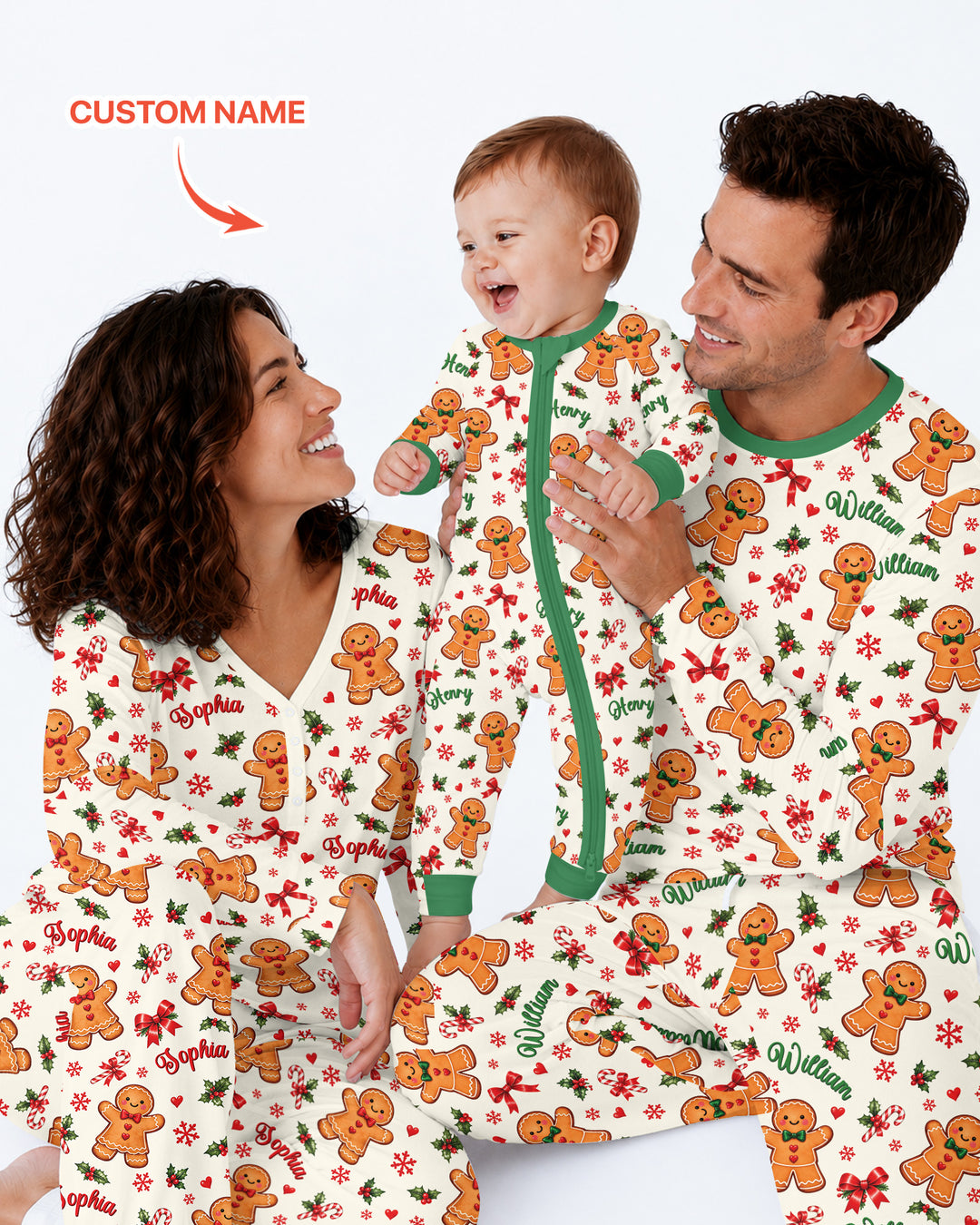 Custom Name Gingerbread Bamboo Men's Pajama Set