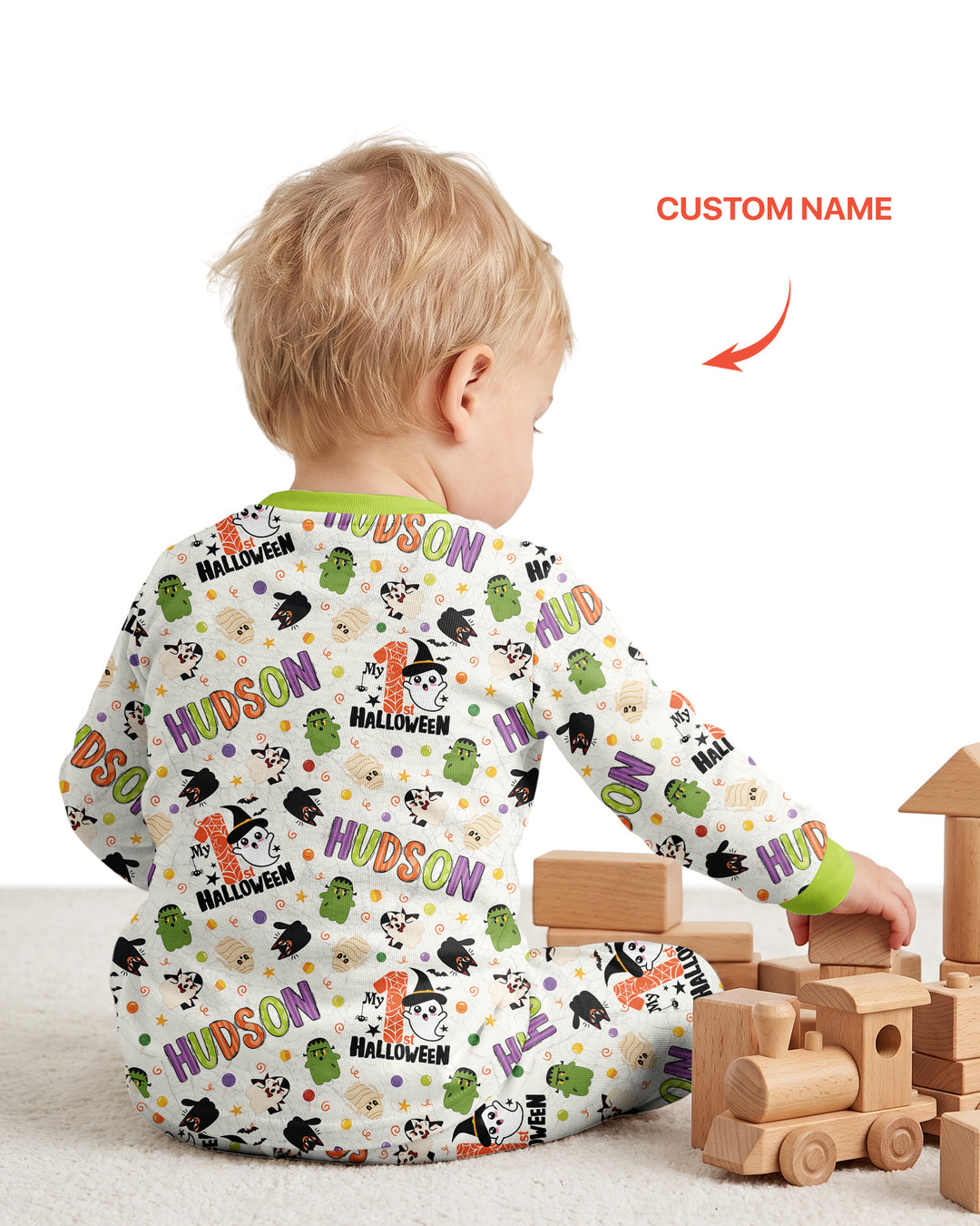 Personalized My First Halloween  Bamboo Two Piece Long Sleeve Pajama Set