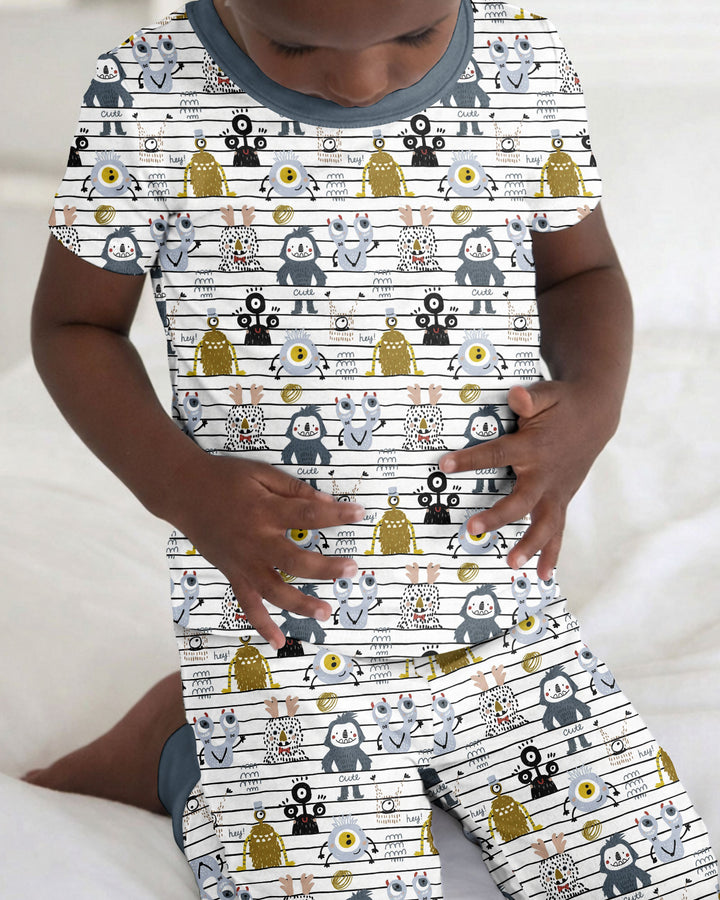 Playful Monster Friends Bamboo Two Piece Short Sleeve Pajama Set