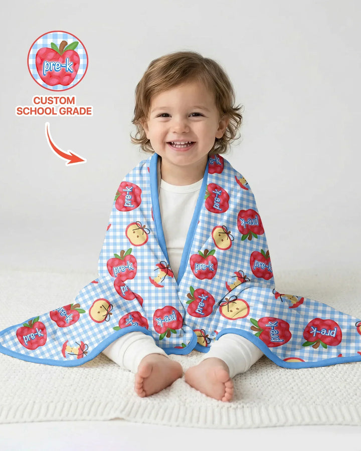 Custom School Grade Apple Days Bamboo Blanket