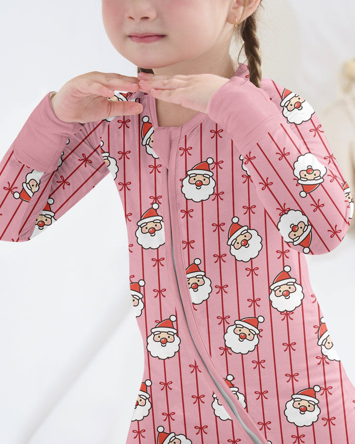 Pink Santa Bow Stripe Christmas Bamboo Convertible Zippy