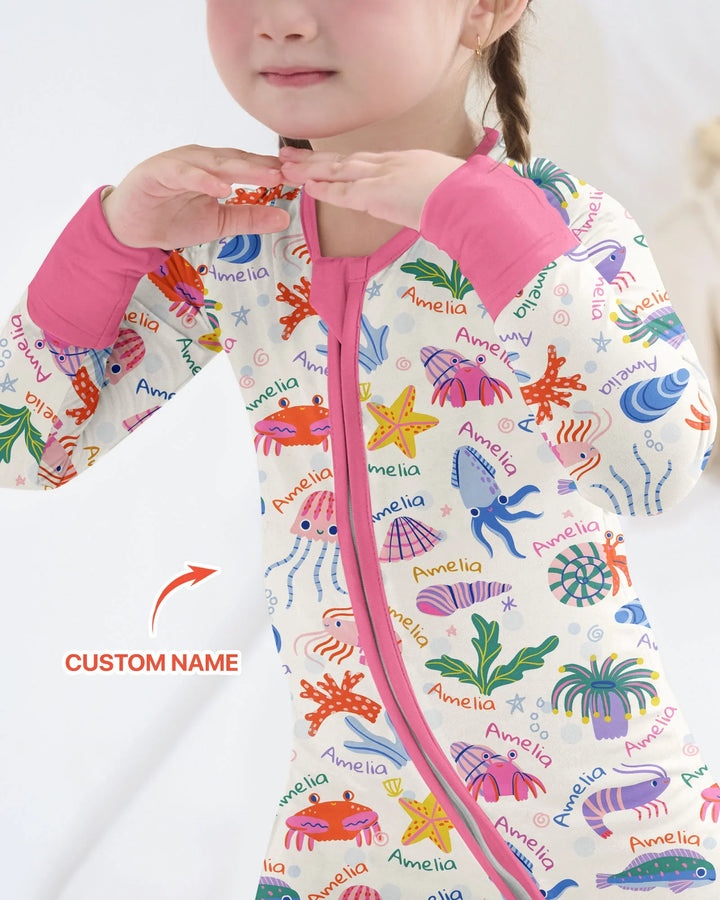Tide Pool Pals Custom Name Bamboo Convertible Zippy