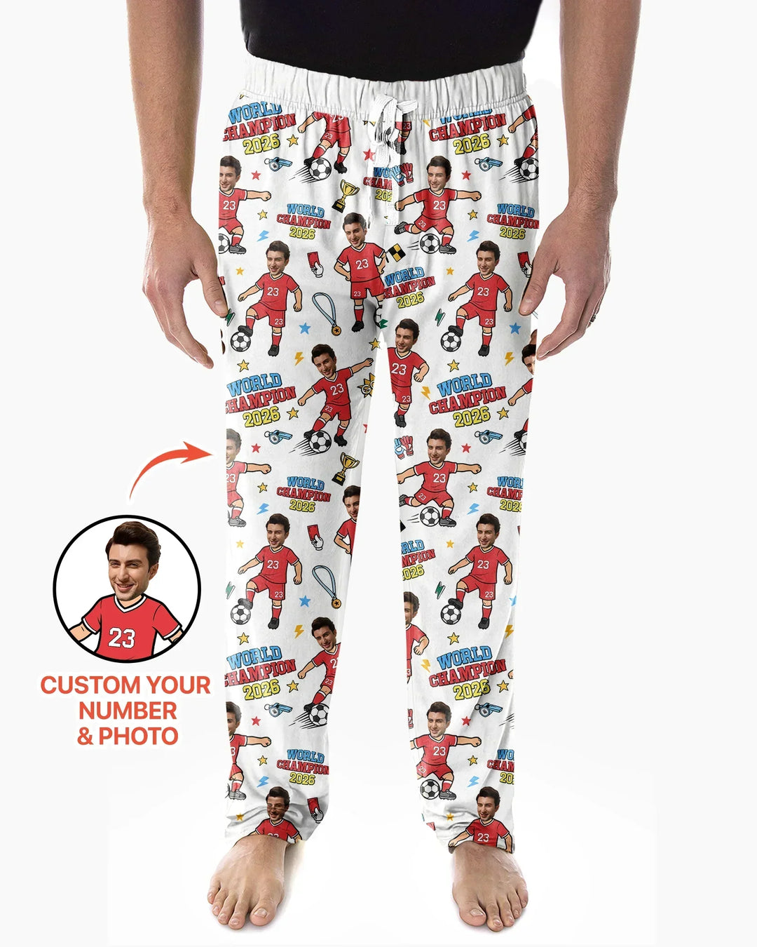 Custom Photo World Champion 2026 Family Matching Bamboo Men's Pajama Set