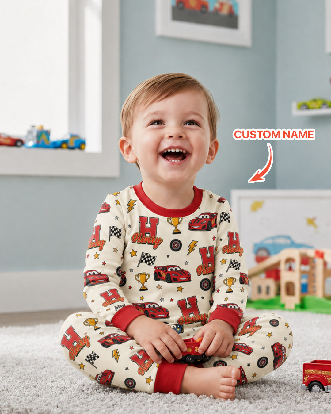 Funny Fast Car Bamboo Two Piece Long Sleeve Pajama Set