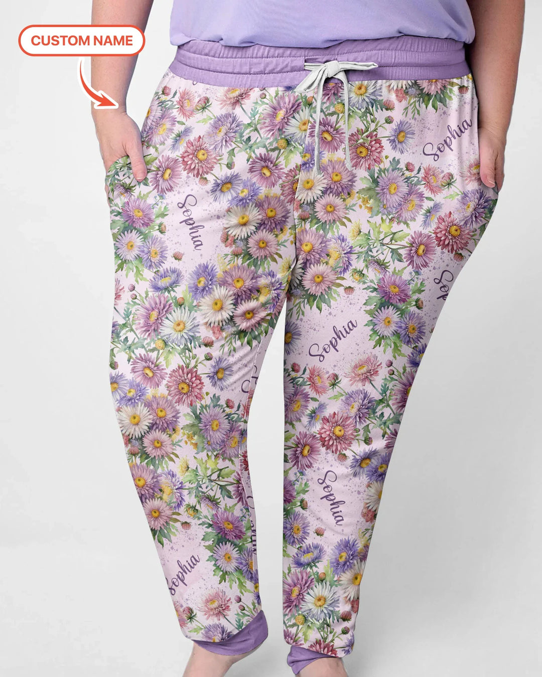 Benutzerdefinierter Name Geburtsmonatsblumen Bambus Damen Schlafanzug-Set