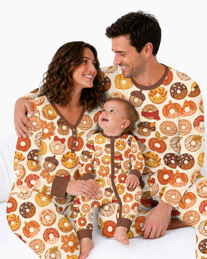 Cute Autumn Donut Bamboo Women Pajama Set