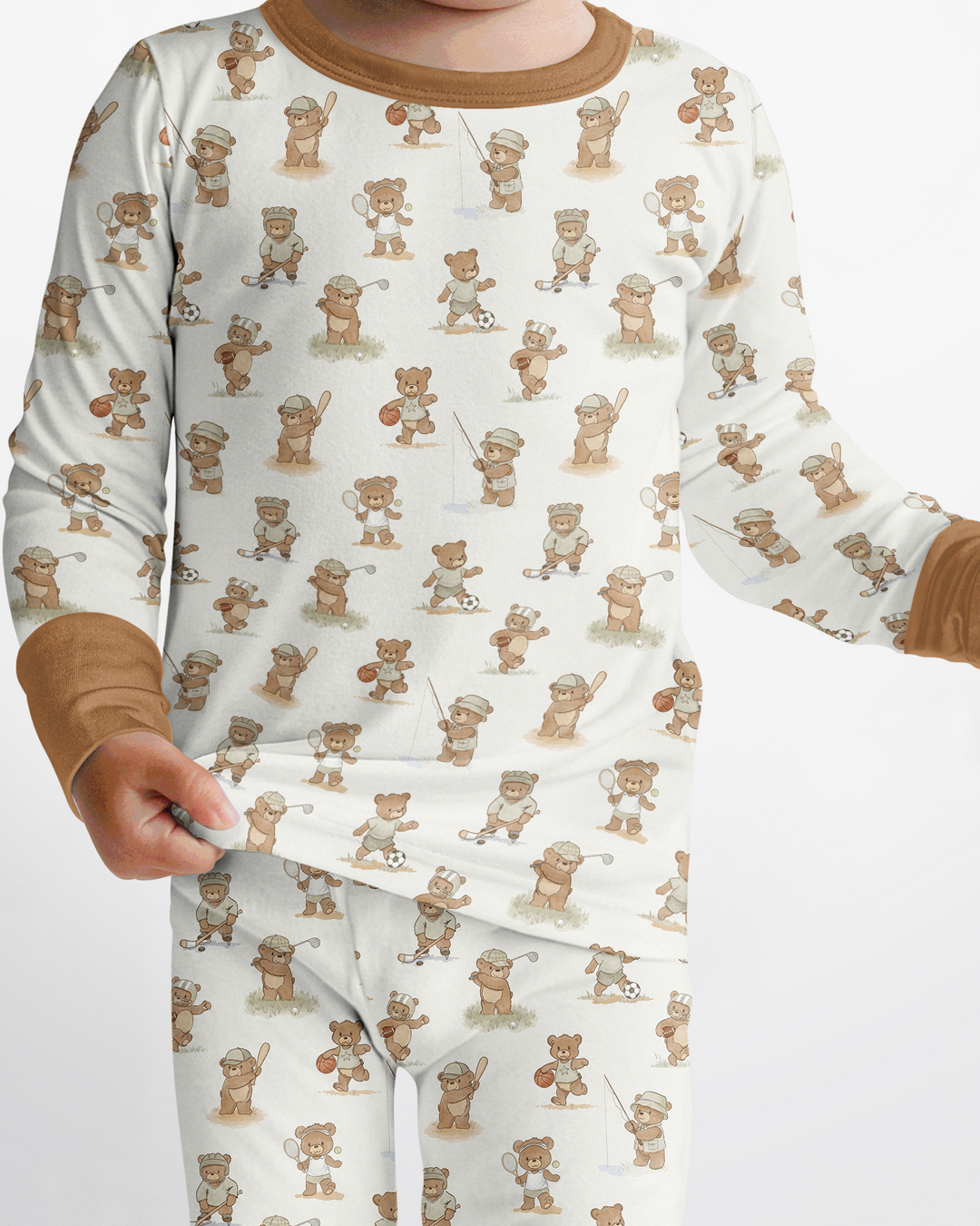 Little Sports Bears Bamboo Two Piece Long Sleeve Pajama Set