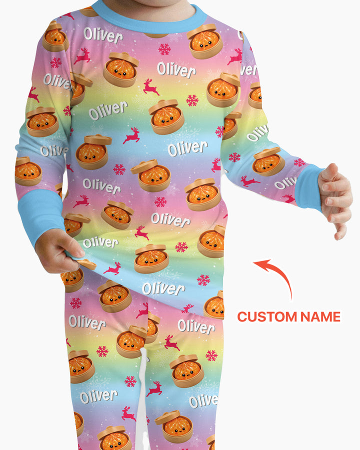 Christmas Cutie Dumpling Bamboo Two Piece Long Sleeve Pajama Set