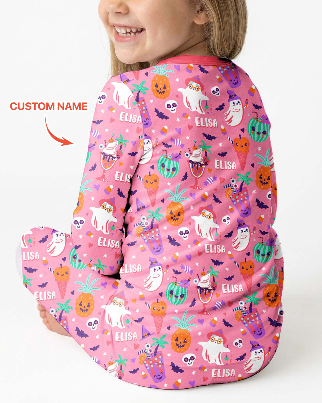 Zweiteiliges Langarm-Pyjama-Set mit Sommerfrüchten