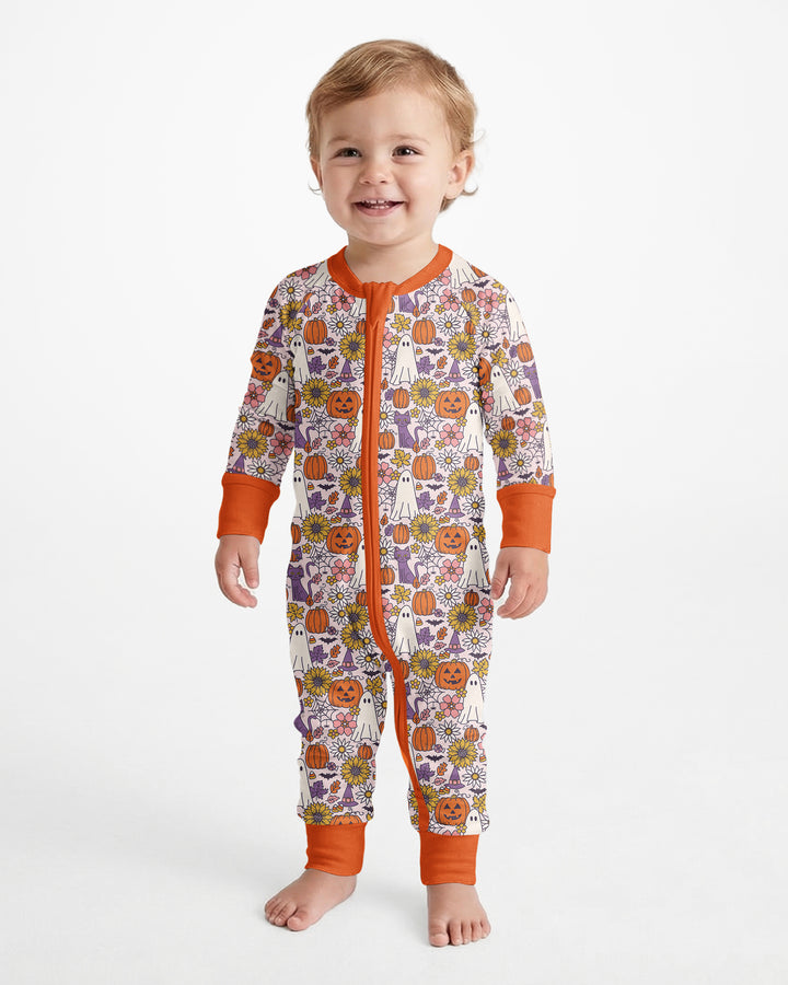 Ghost Pumpkin Fall Floral Halloween Bamboo Convertible Zippy
