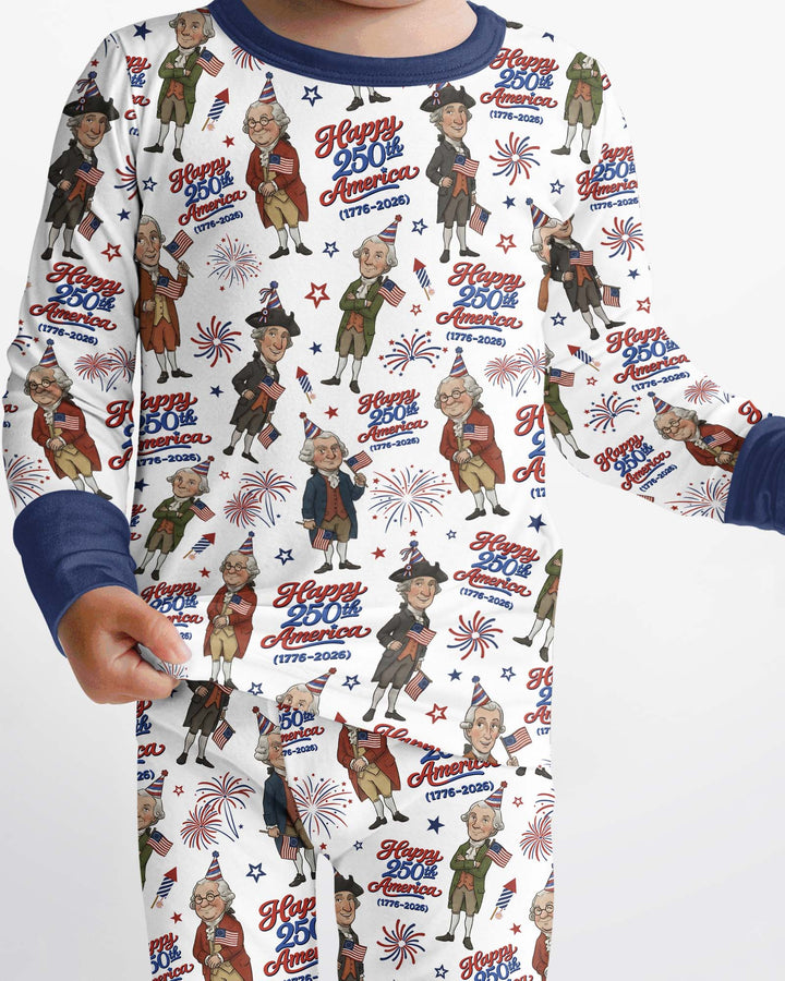 Party Like It's 1776 Family Matching Bamboo Two Piece Long Sleeve Pajama Set