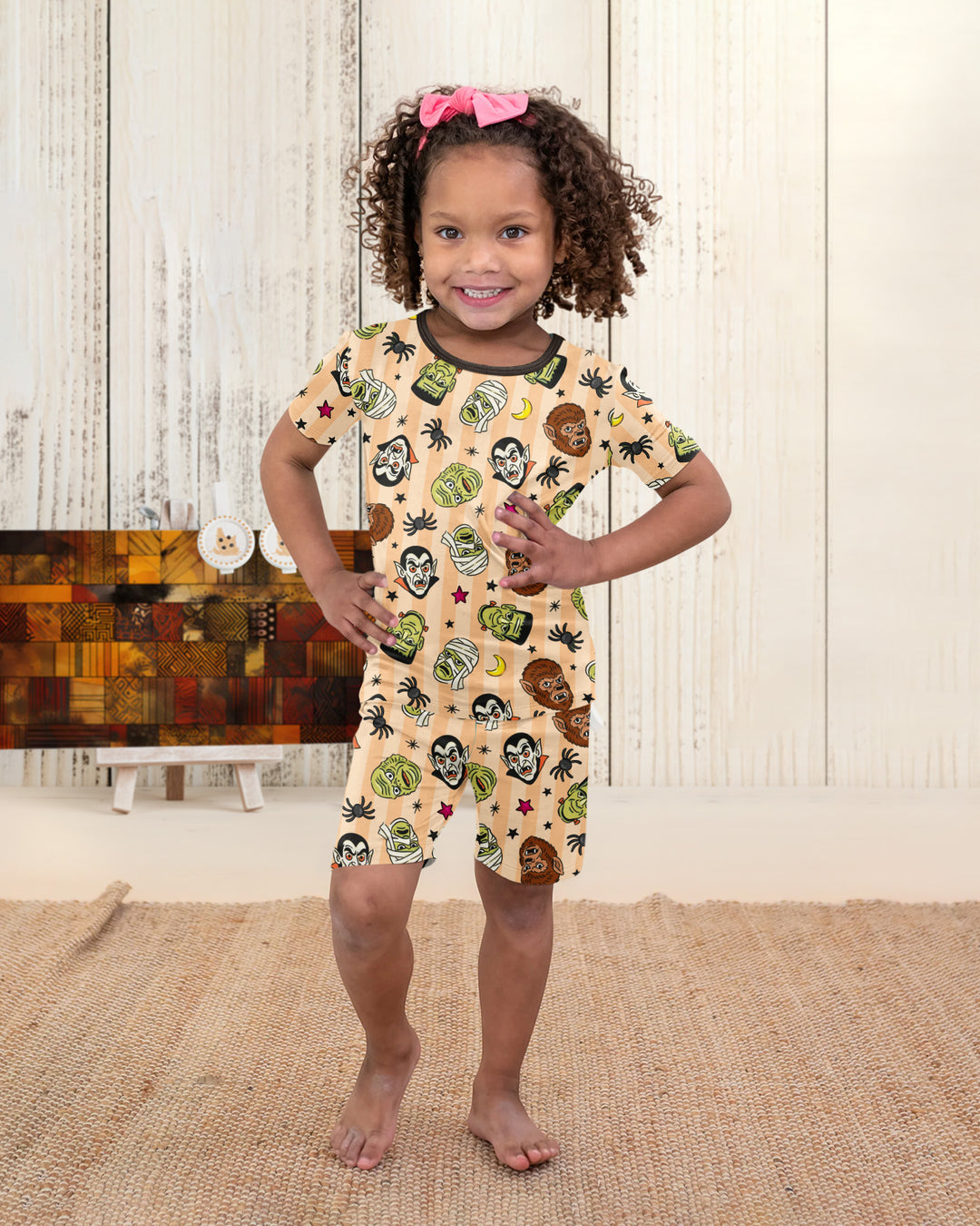 Creepy Crew Family Matching Bamboo Two Piece Short Sleeve Shorts Pajama Set
