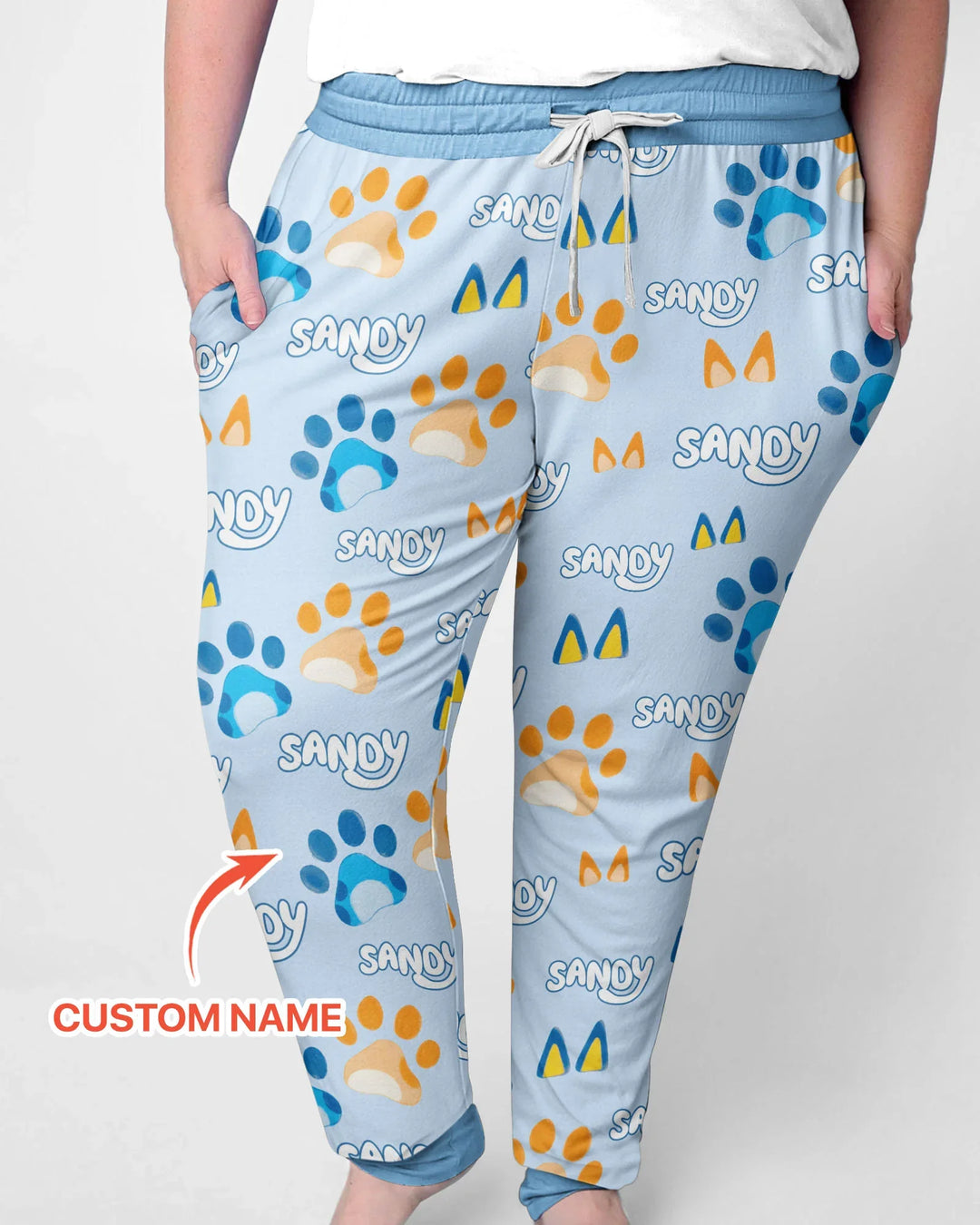 Custom Name Favourite Blue Dog Family Matching Bamboo Women Pajama Set