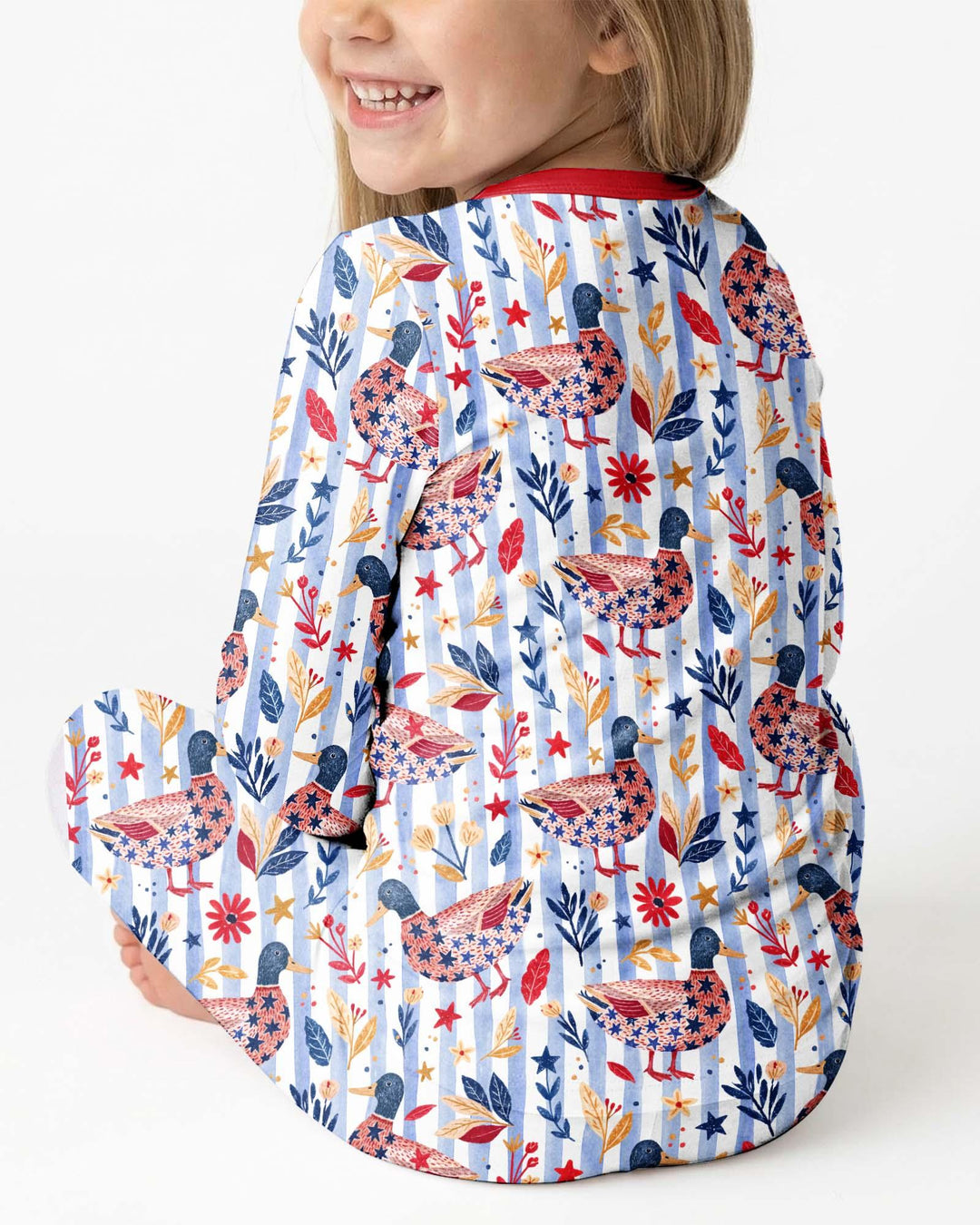 Patriotic Mallard Duck Bamboo Two Piece Long Sleeve Pajama Set