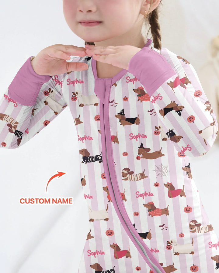 Custom Name Boo Crew Halloween Dachshund  Bamboo Convertible Zippy