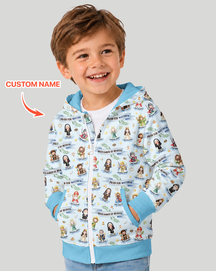 Holy Saints of Heaven Custom Name Bamboo Zip Hoodie