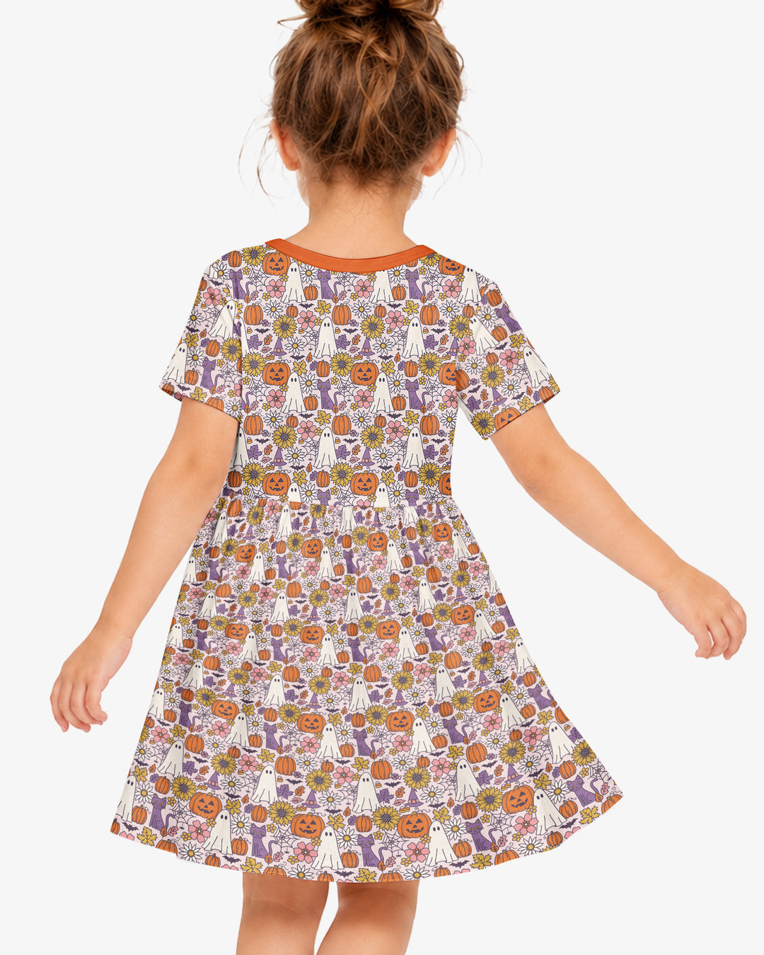 Ghost Pumpkin Fall Floral Halloween Bamboo Twirl Dress