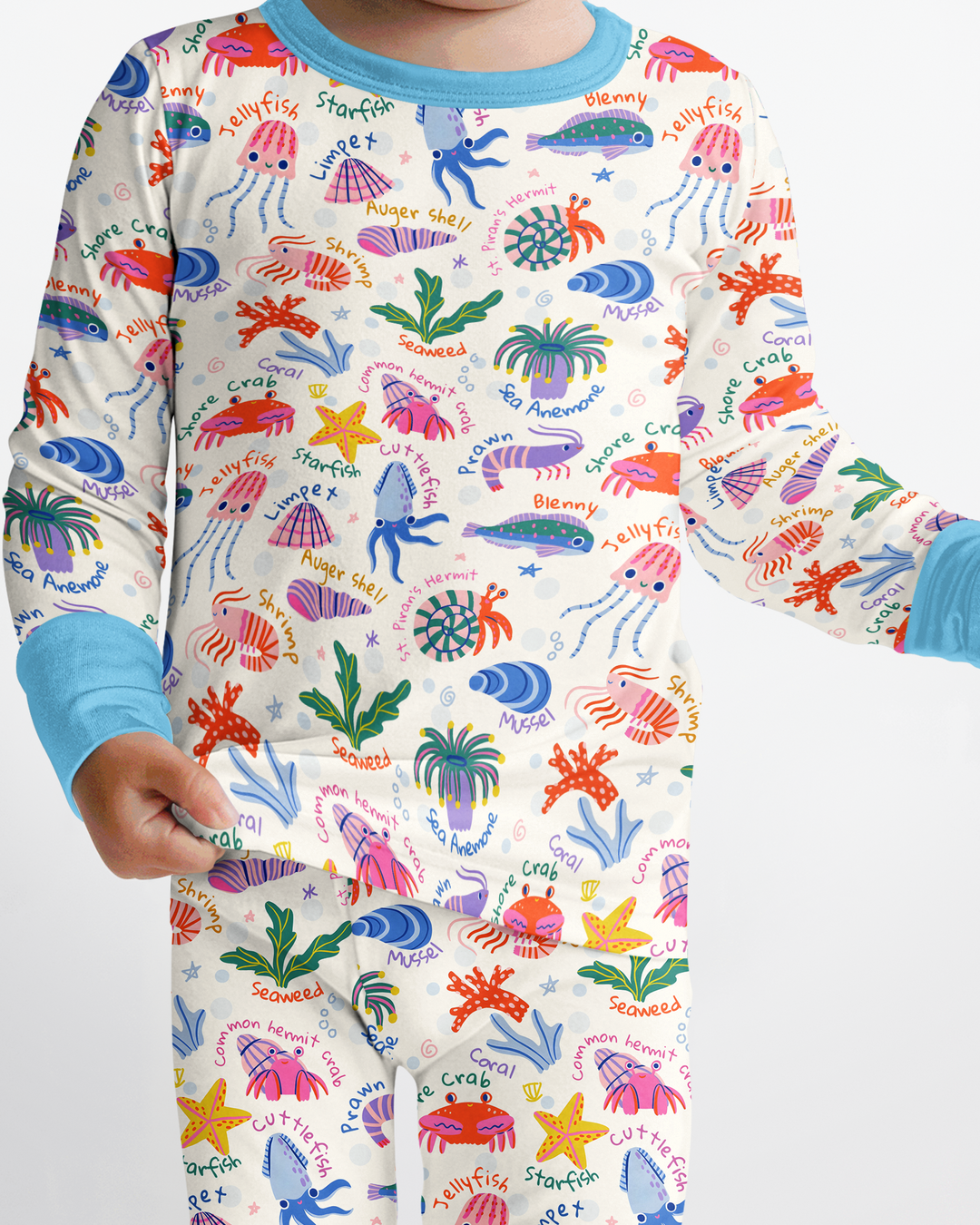 Conjunto de pijama de dos piezas de bambú de manga larga Tide Pool Pals