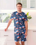 Firework Bamboo Men Short Sleeve Short Pajama Set
