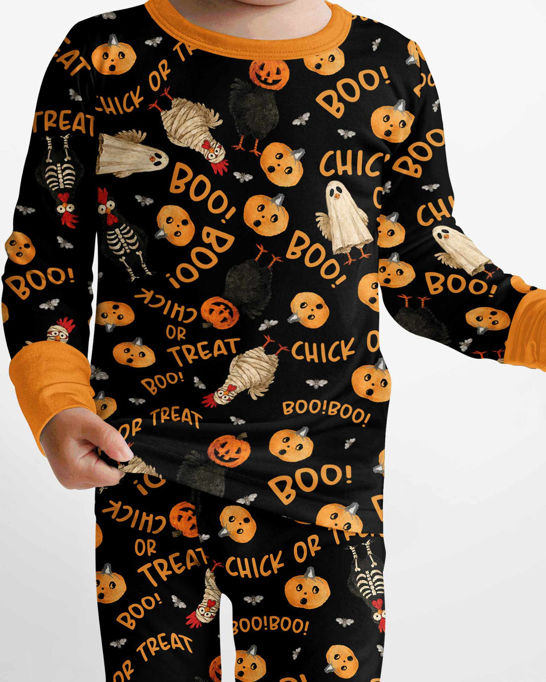 Halloween Chick or Treat Bamboo Two Piece Long Sleeve Pajama Set