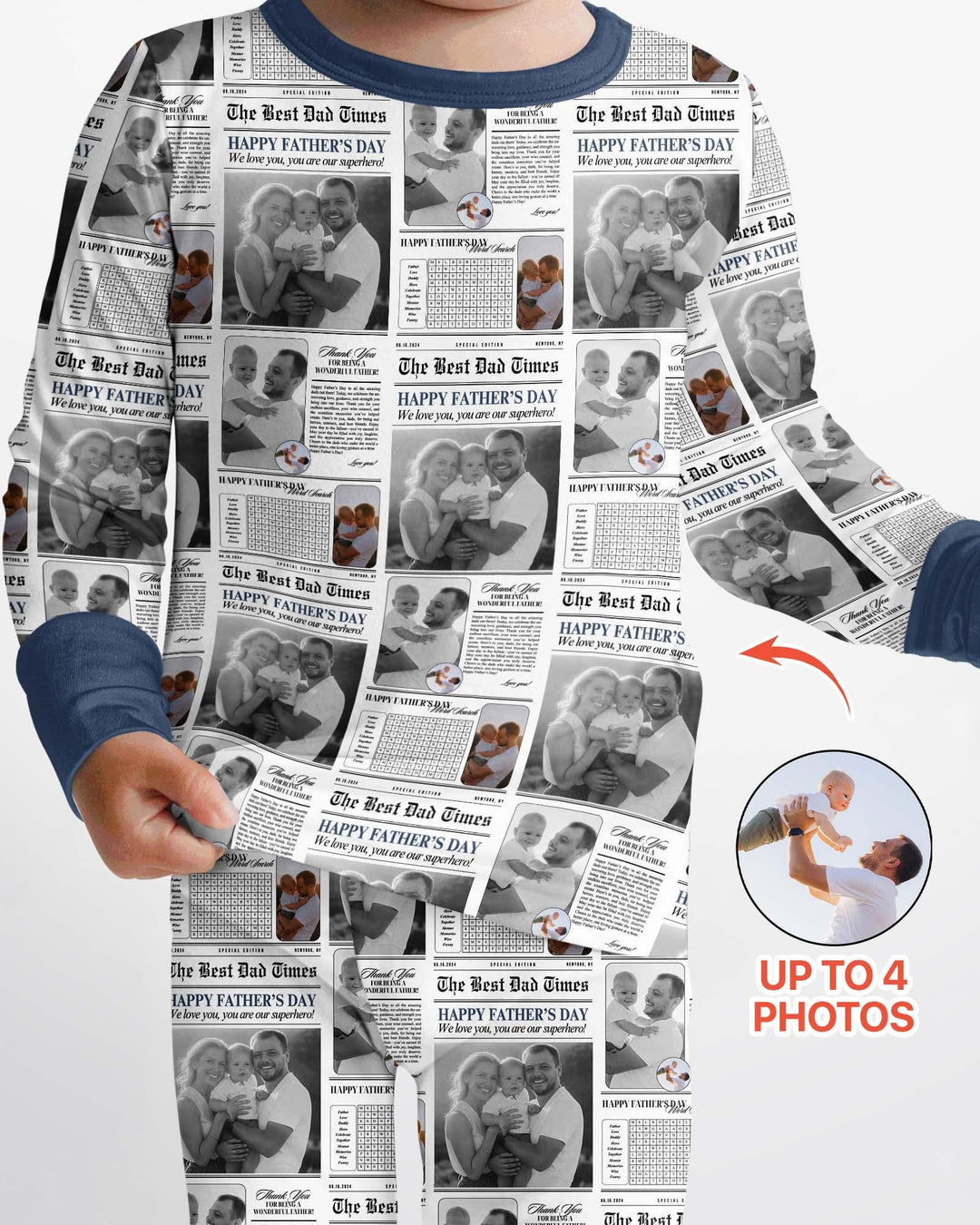 Custom Photo The Best Dad Times Bamboo Two Piece Long Sleeve Pajama Set