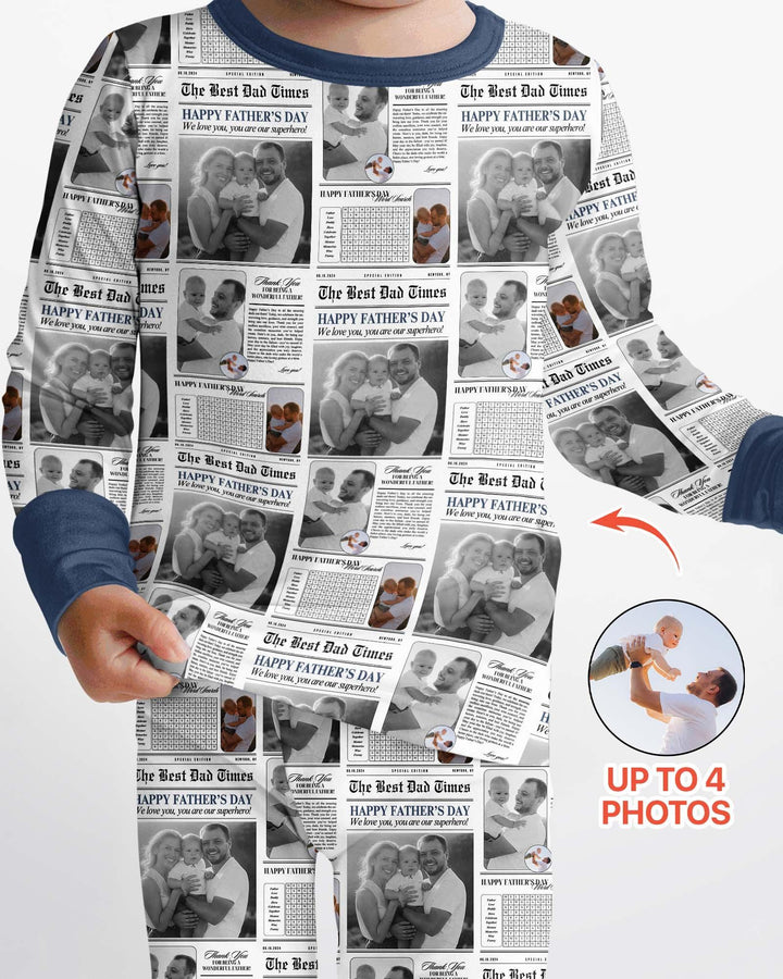Custom Photo The Best Dad Times Bamboo Two Piece Long Sleeve Pajama Set