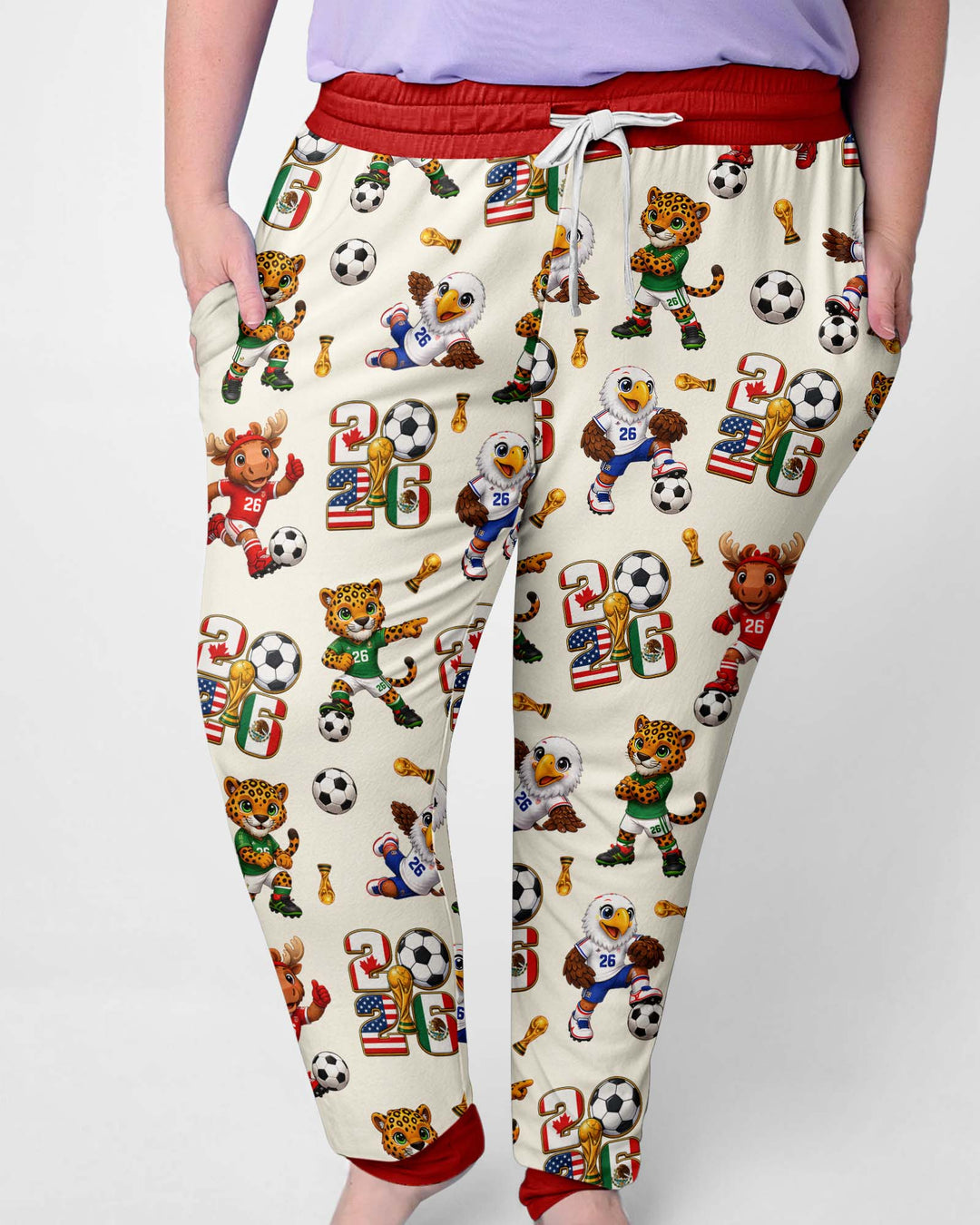 Cute Soccer Mascots USA CAN MEX Bamboo Women Pajama Set
