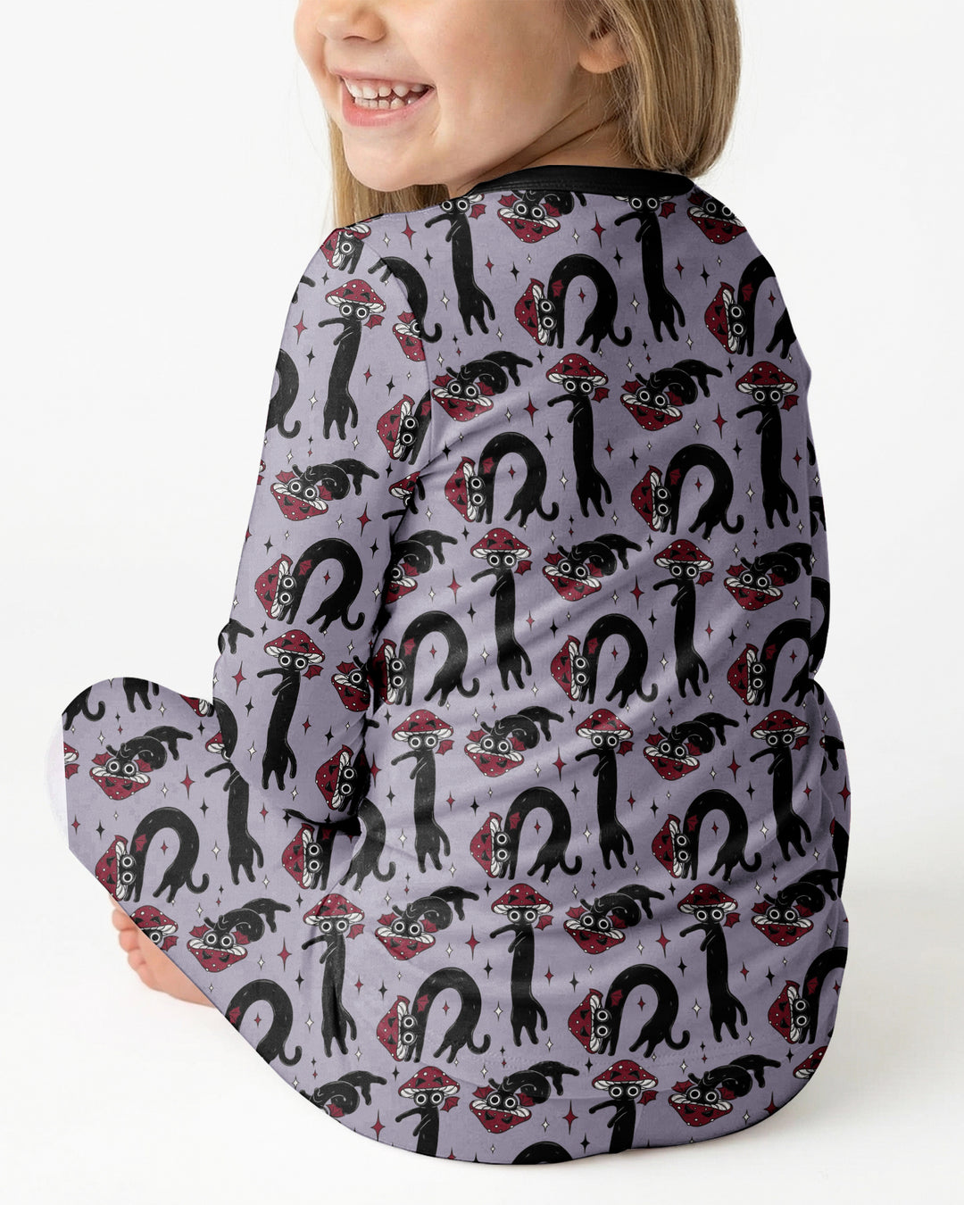 Mushroom Cat Mischief Bamboo Two Piece Long Sleeve Pajama Set