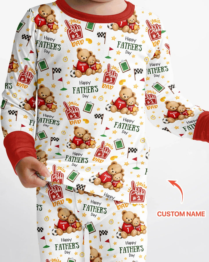 You're #1 Dad Daddy & Me Matching Bamboo Two Piece Long Sleeve Pajama Set