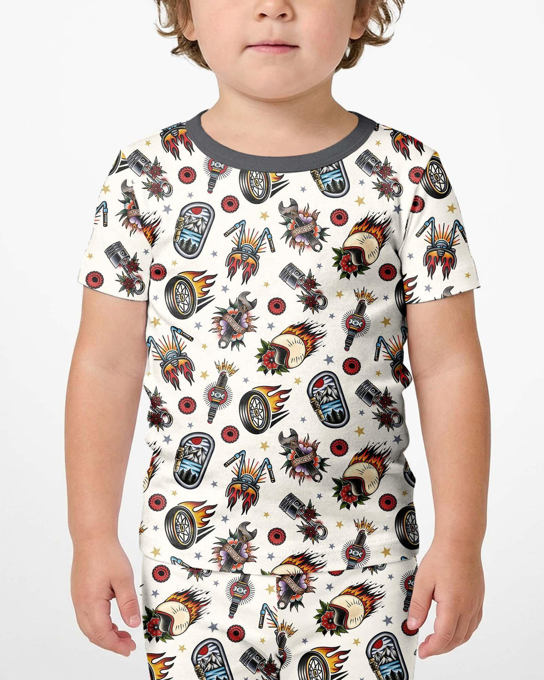 Born to Ride Together Family Matching Bamboo Two Piece Short Sleeve Shorts Pajama Set