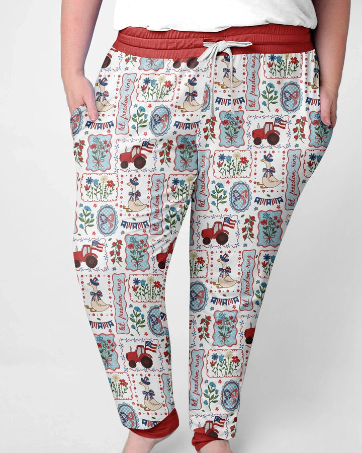 Pijama de mujer de bambú a juego para la familia de gansos tontos patrióticos de EE. UU.