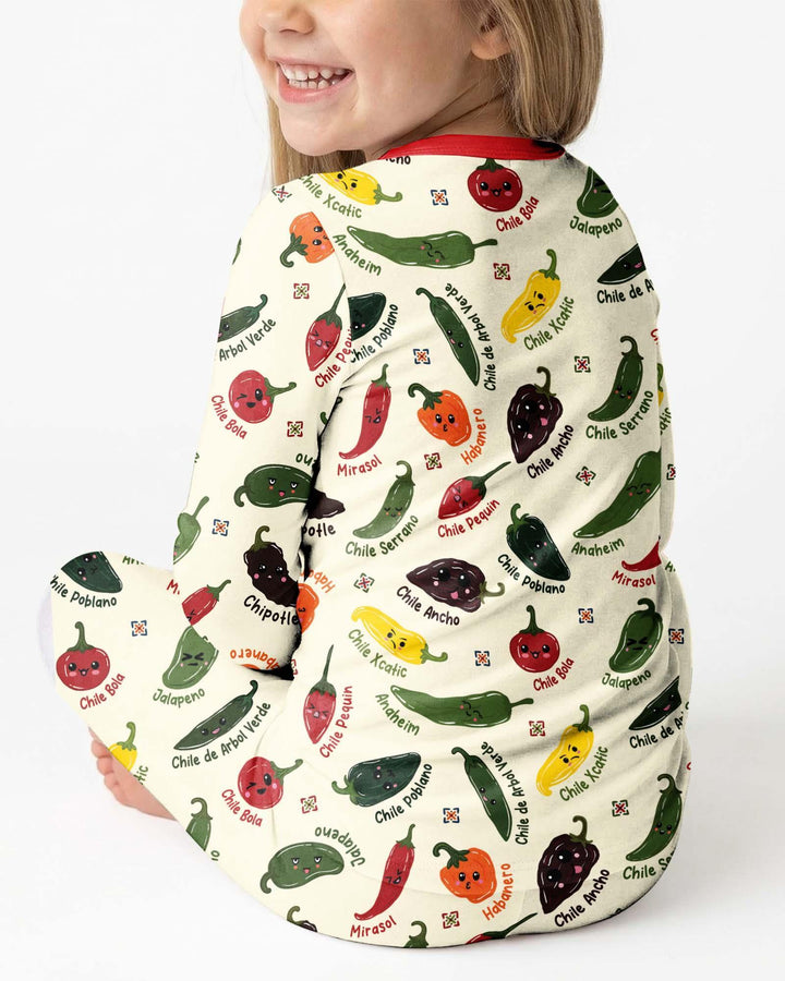 Kawaii  Mexican Chiles Bamboo Two Piece Long Sleeve Pajama Set