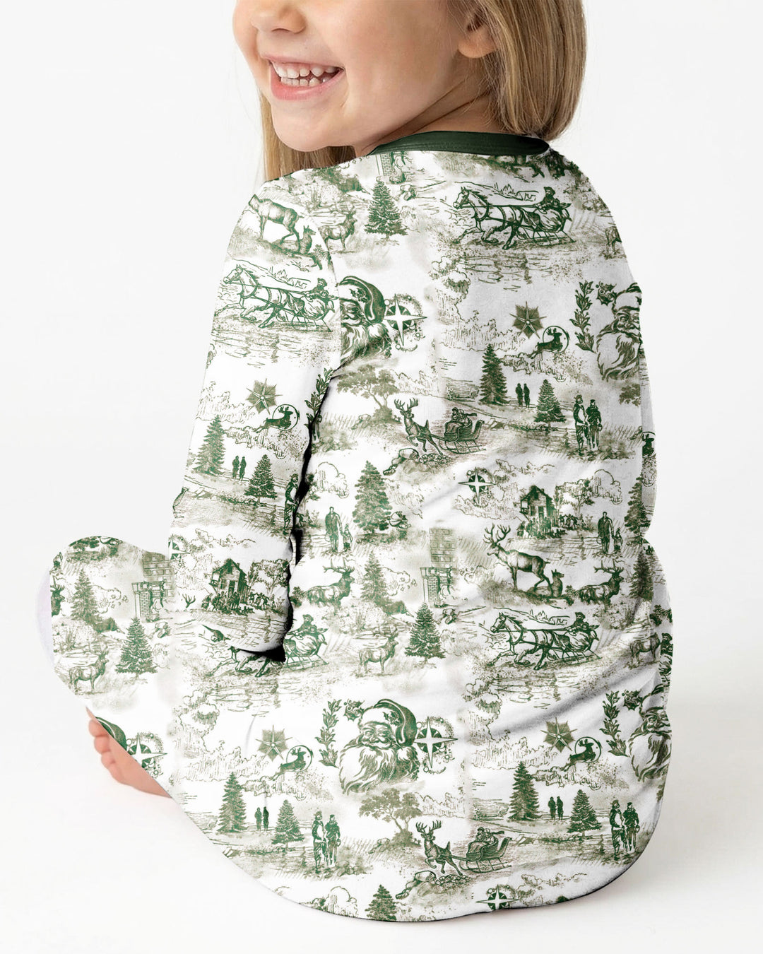 Merry Christmas Toile  Bamboo Two Piece Long Sleeve Pajama Set