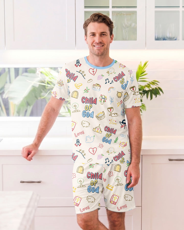 A Child Of God Family Matching Bamboo Men Short Sleeve Short Pajama Set