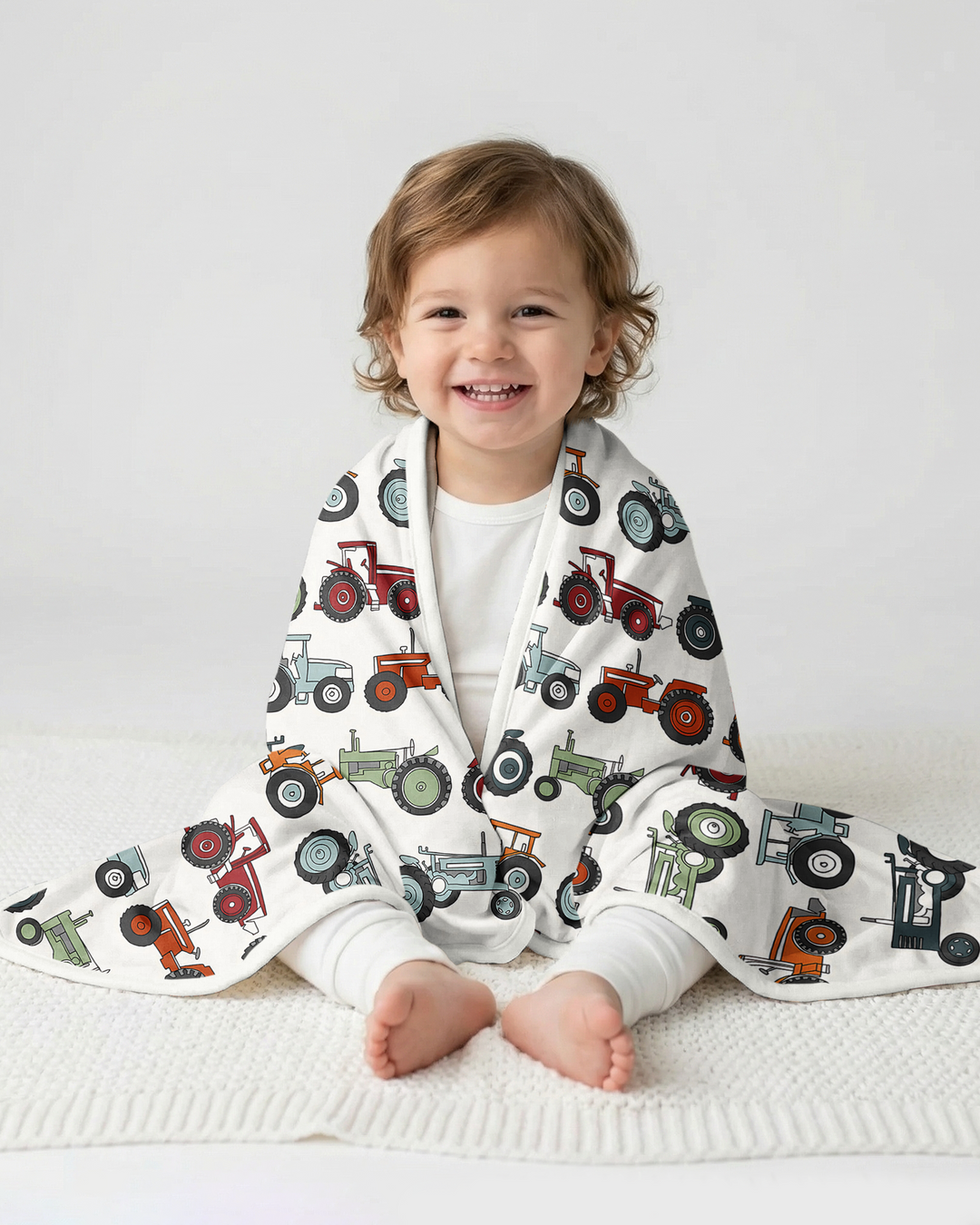 Tiny Tractors Bamboo Blanket