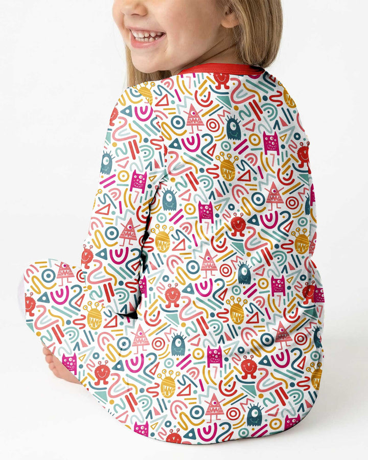 Rainbow Monster Party Bamboo Two Piece Long Sleeve Pajama Set
